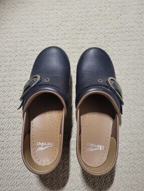 Dansko Women's Black Leather Clog with Buckle